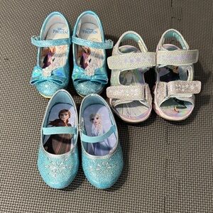 Frozen Toddler Kids Glitter Shoes - Blue and Silver - Size 6